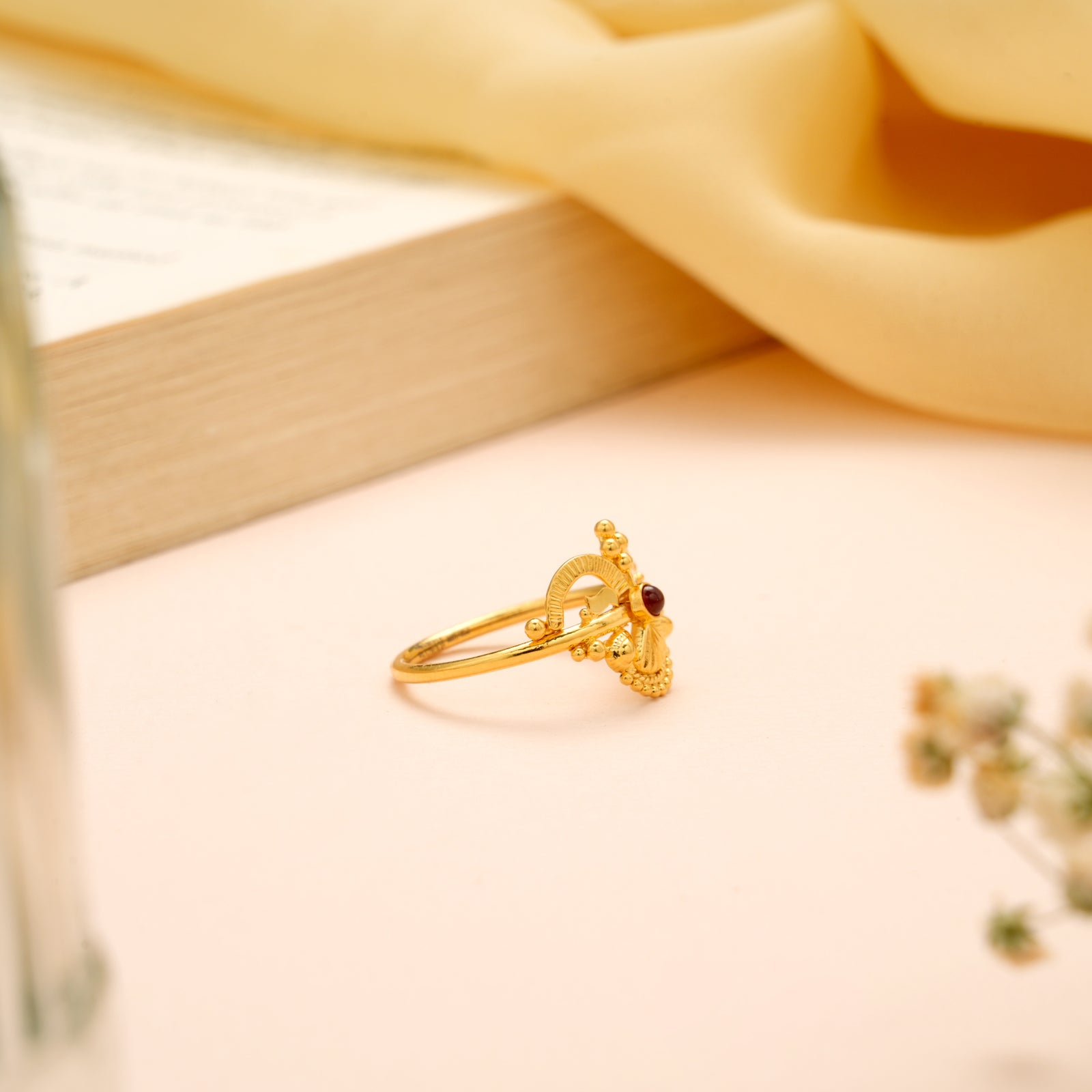Classic Red Stone Gold Ethnic Ring