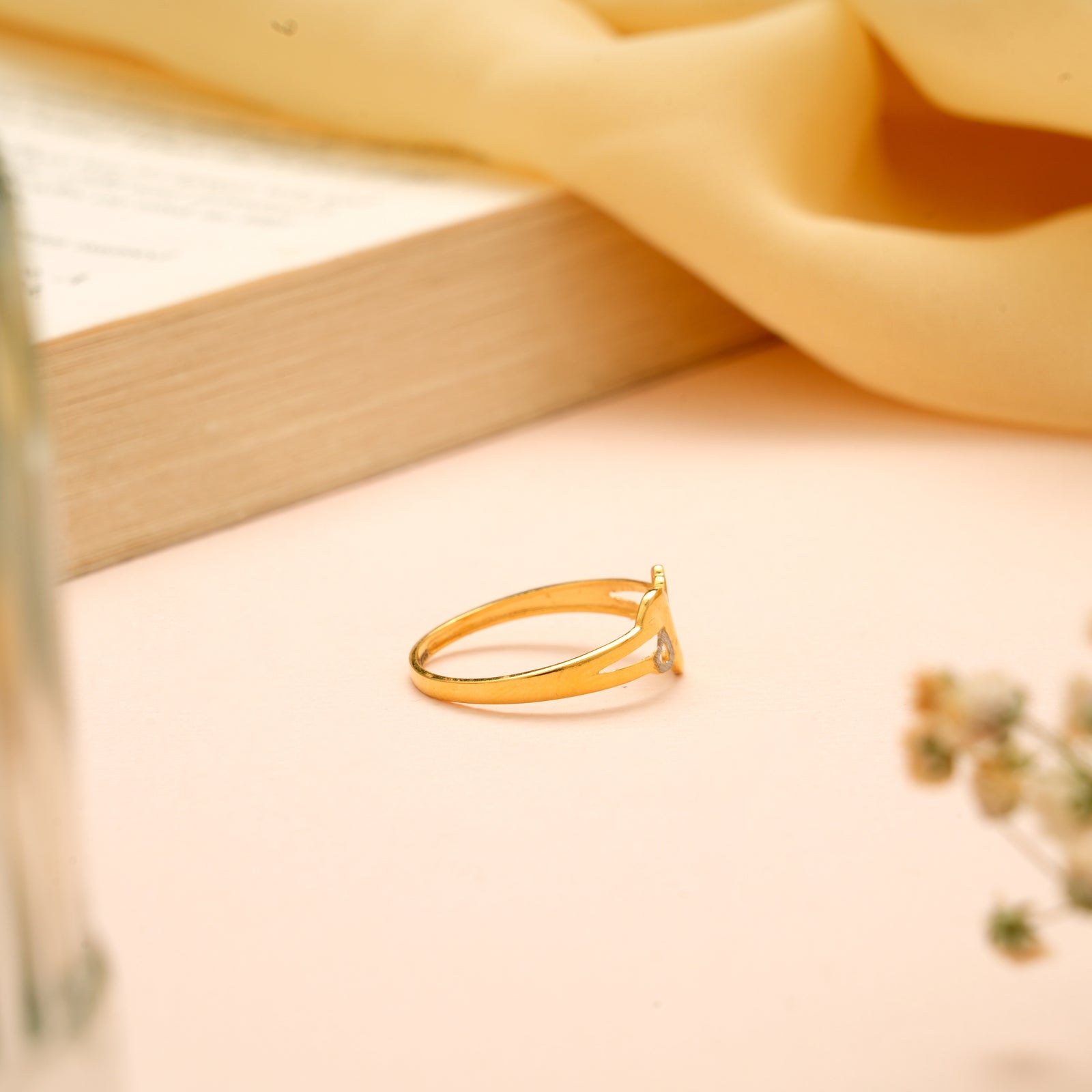 Premium Two Tone Heart Design Gold Ring