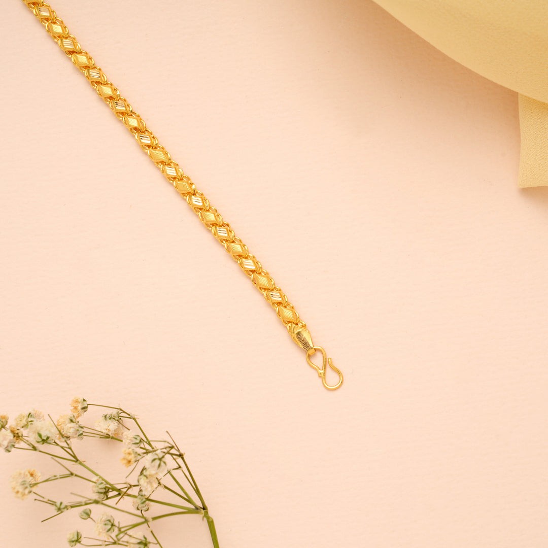 Traditional Leaf Cut Pattern Gold Baby Bracelet