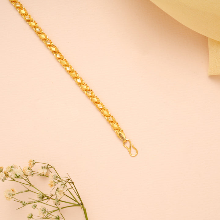 Traditional Leaf Cut Pattern Gold Baby Bracelet