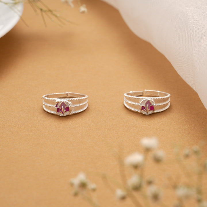 Pink Leaf Shape Spring Silver Metti