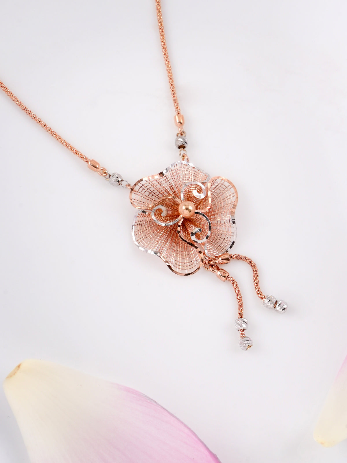 Floral Petal Drape in Rose Gold Chain