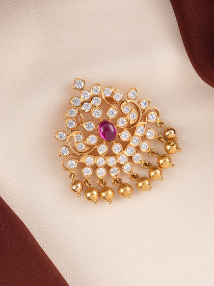 Traditional Ruby with Gold Balls Pendant