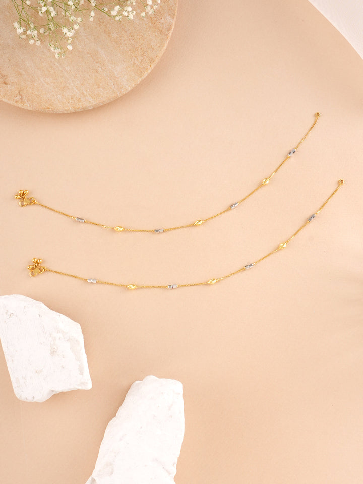 Wheat and Cube Charm Gold Anklet