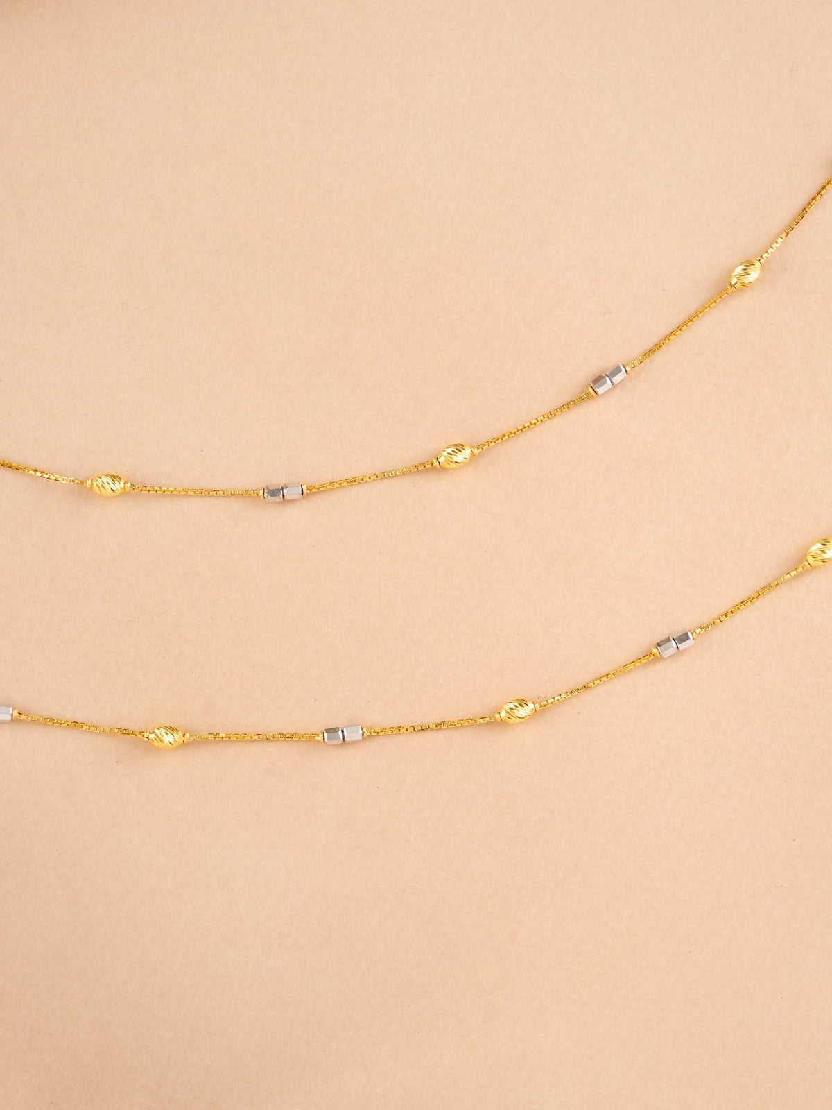 Wheat and Cube Charm Gold Anklet
