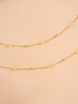 Wheat and Cube Charm Gold Anklet