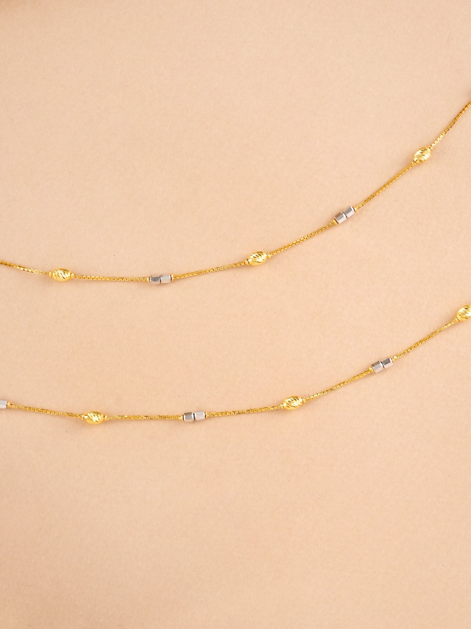 Wheat and Cube Charm Gold Anklet
