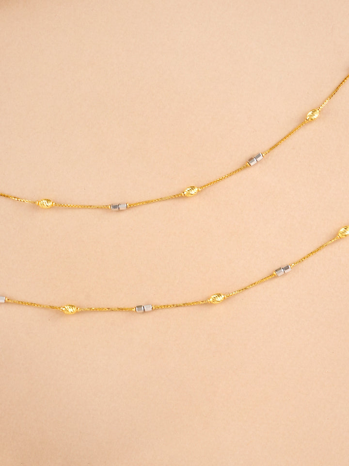 Wheat and Cube Charm Gold Anklet