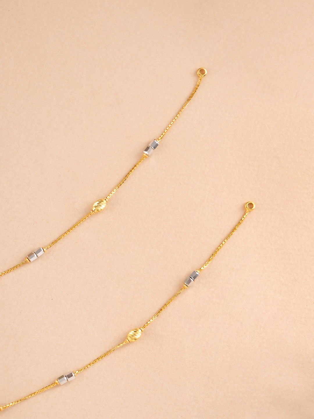 Wheat and Cube Charm Gold Anklet