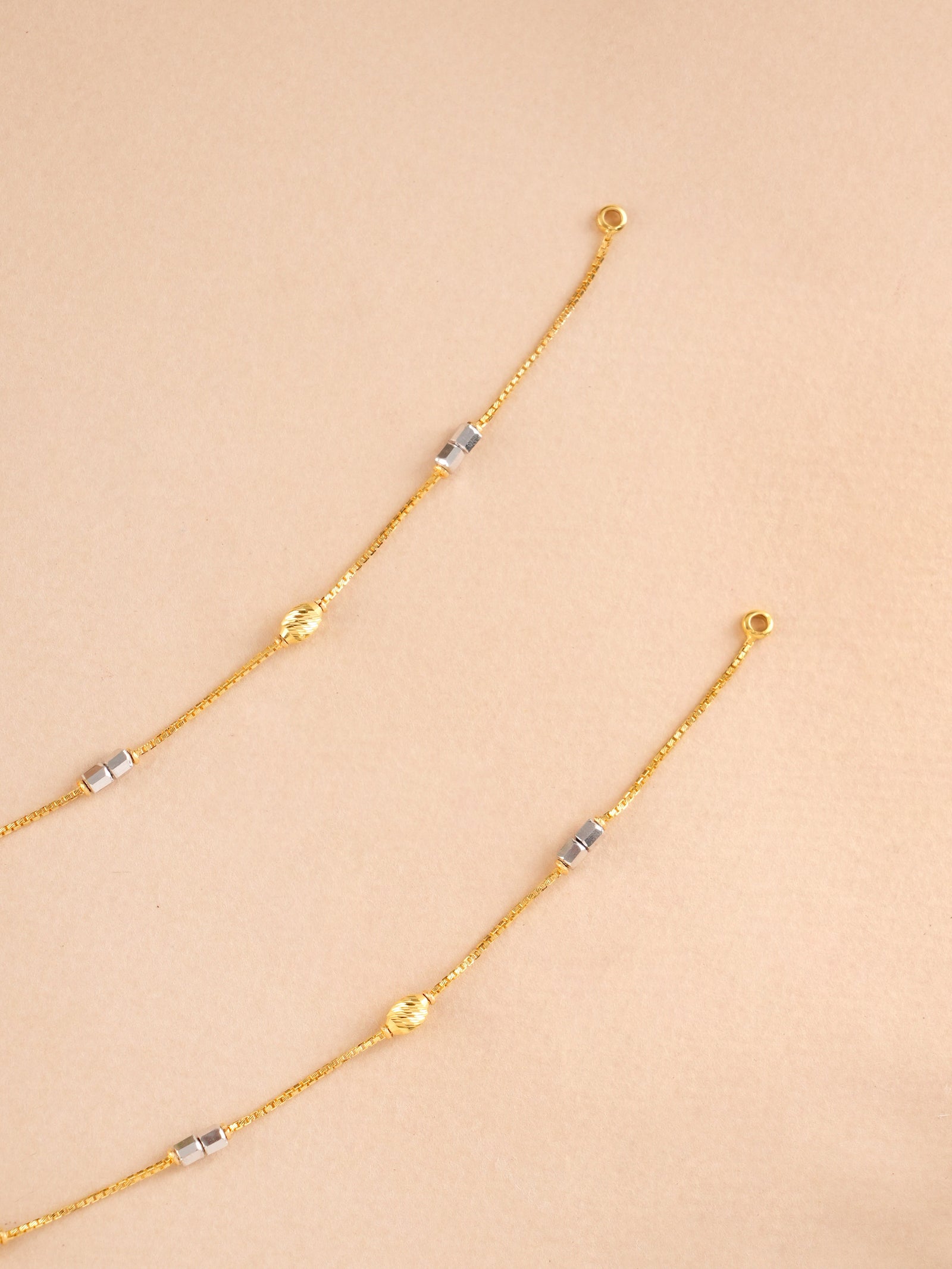 Wheat and Cube Charm Gold Anklet