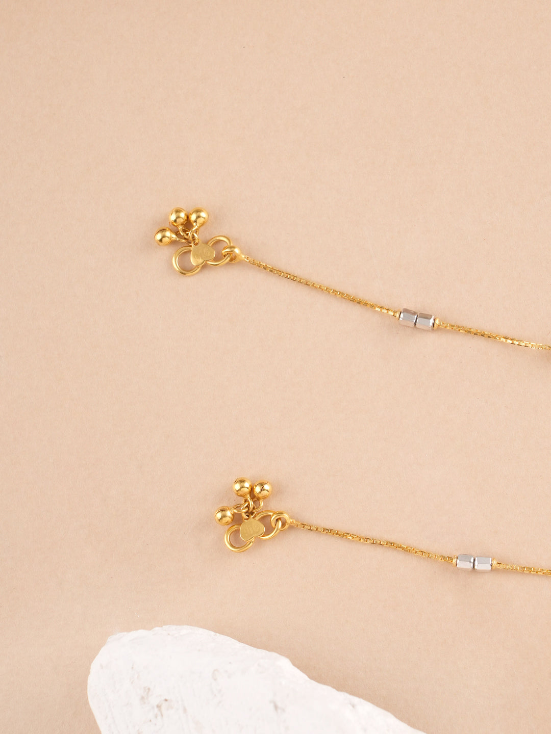 Wheat and Cube Charm Gold Anklet