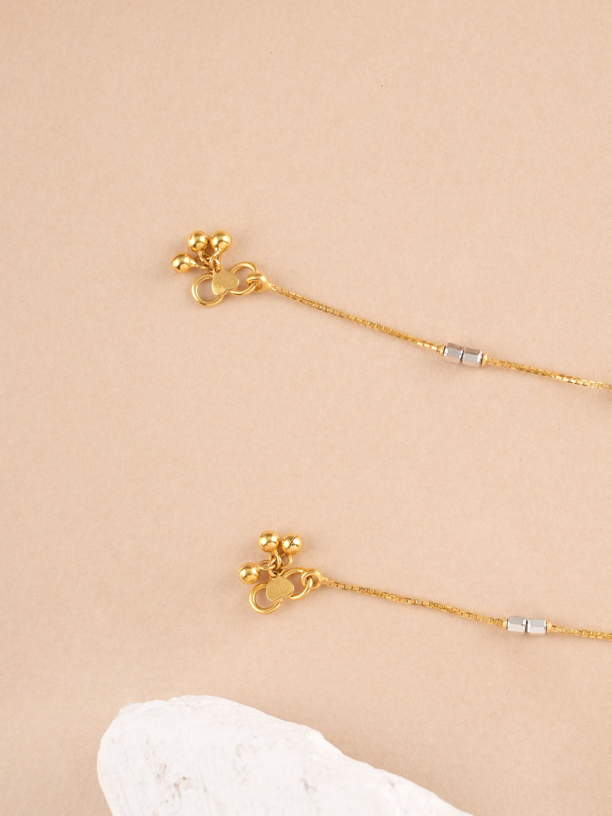 Wheat and Cube Charm Gold Anklet