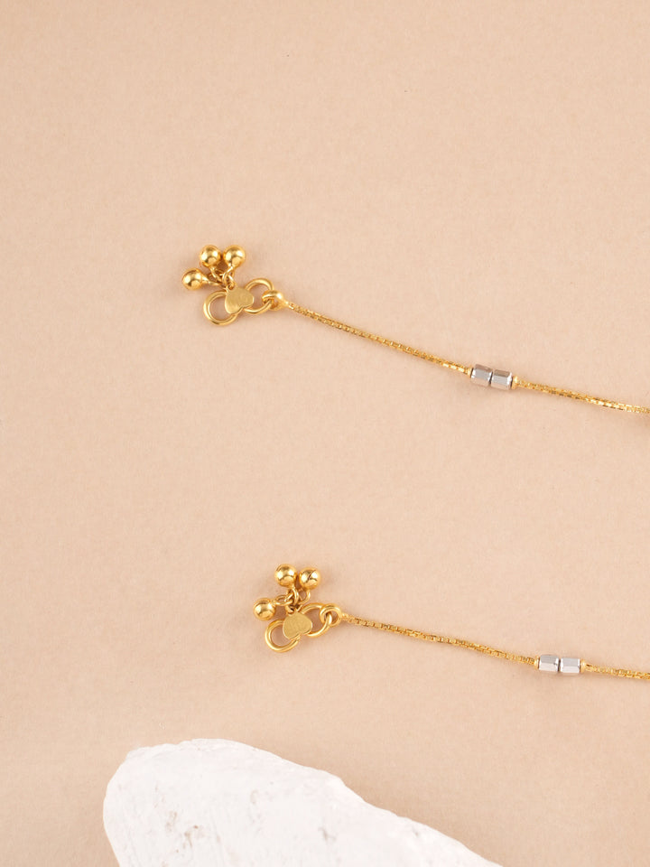 Wheat and Cube Charm Gold Anklet