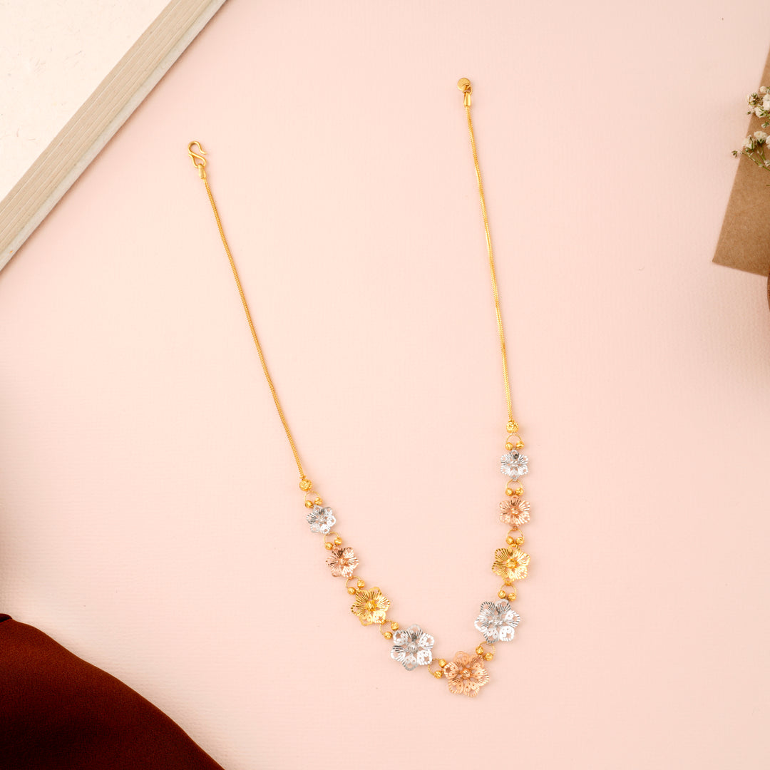 Tri Tone Floral Gold Chain