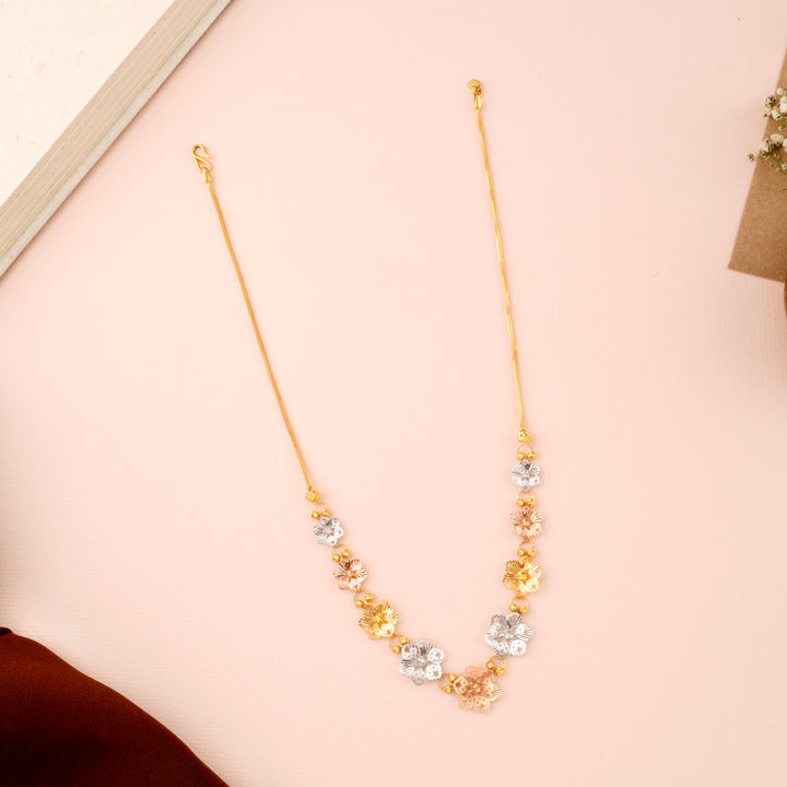 Tri Tone Floral Gold Chain