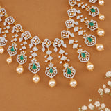 Pearl Drop Emerald Swarovski Necklace