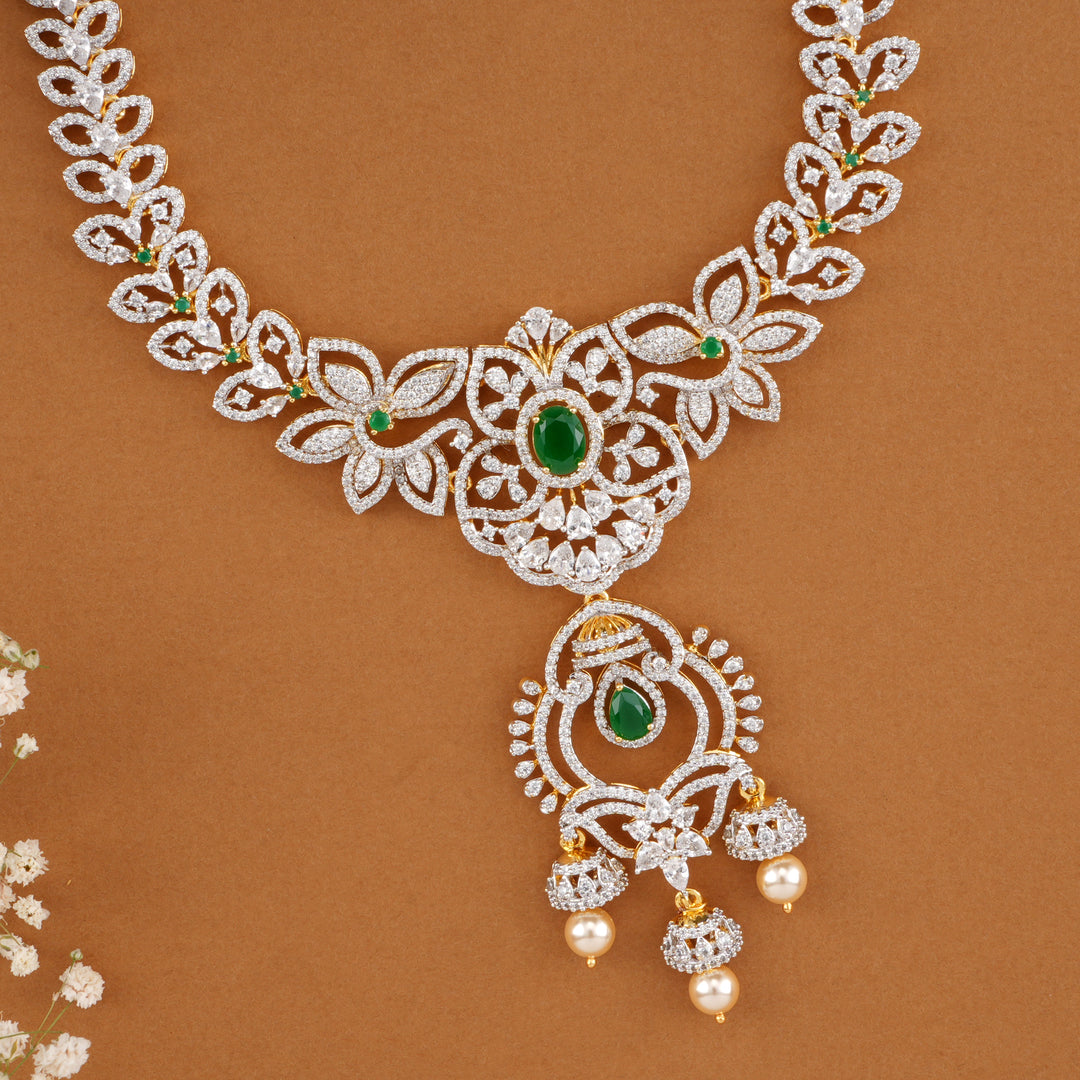 Pearl Blossom Sparkle Swarovski Necklace