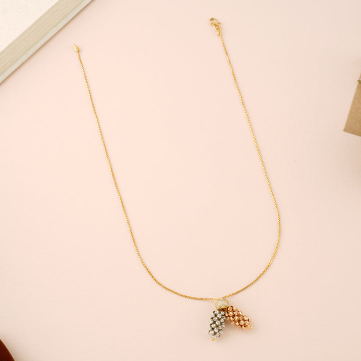 Elegant Tri Tone Beads Drop Gold Chain