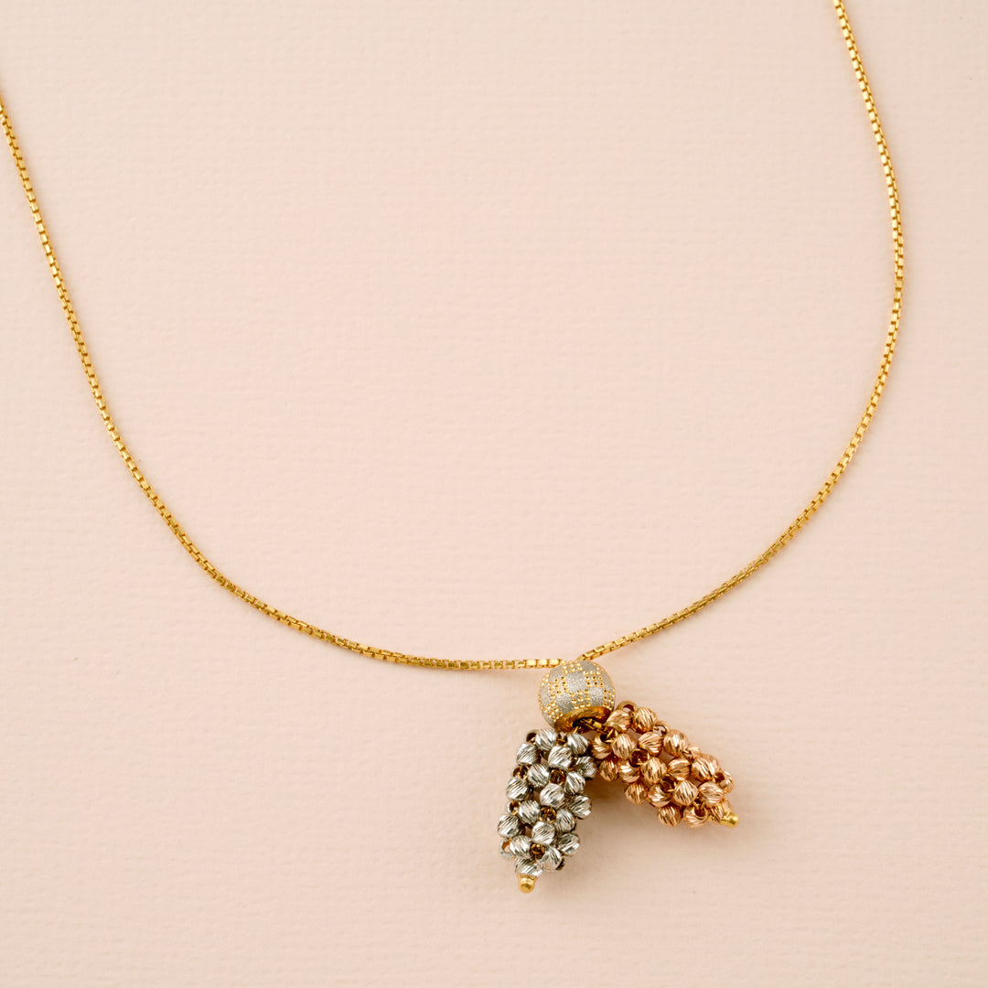 Elegant Tri Tone Beads Drop Gold Chain