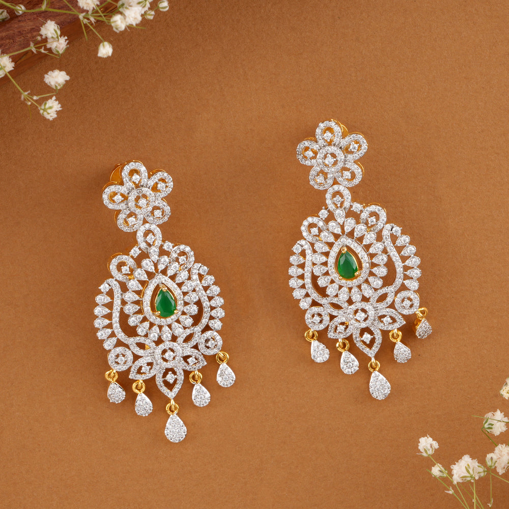 Swarovski Emerald Long Drop Earrings