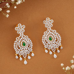 Swarovski Emerald Long Drop Earrings