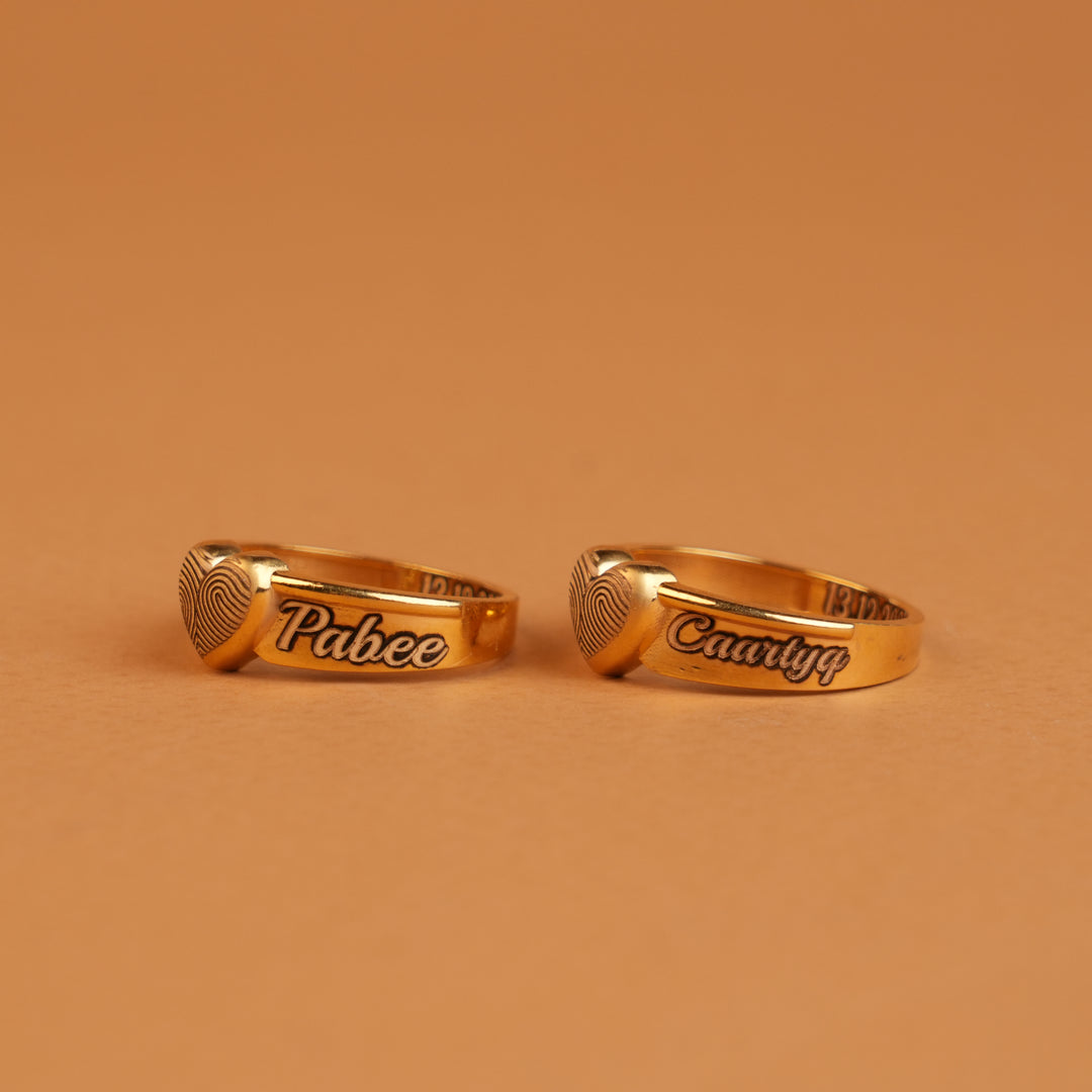 Personalized Fingerprint Heart Rings for Couples
