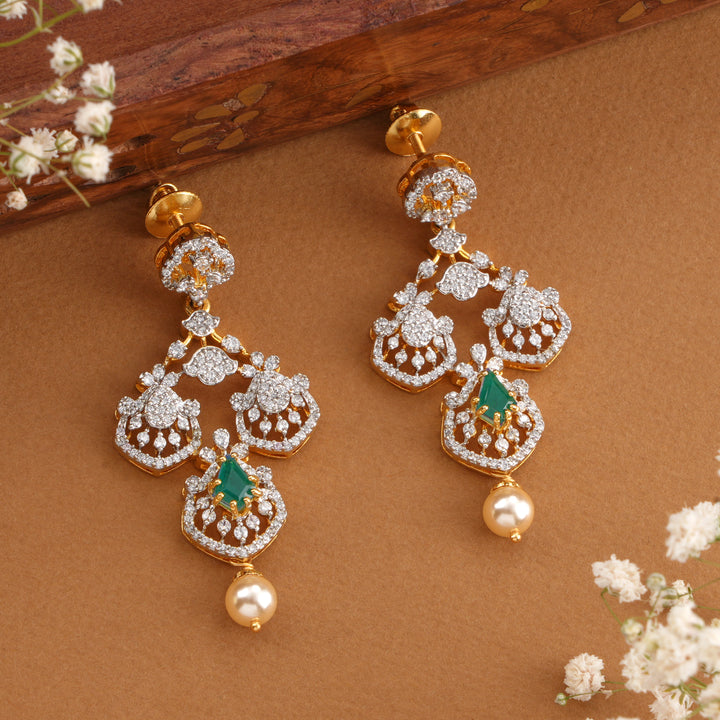 Dazzling Emerald & Pearl Drop Earrings