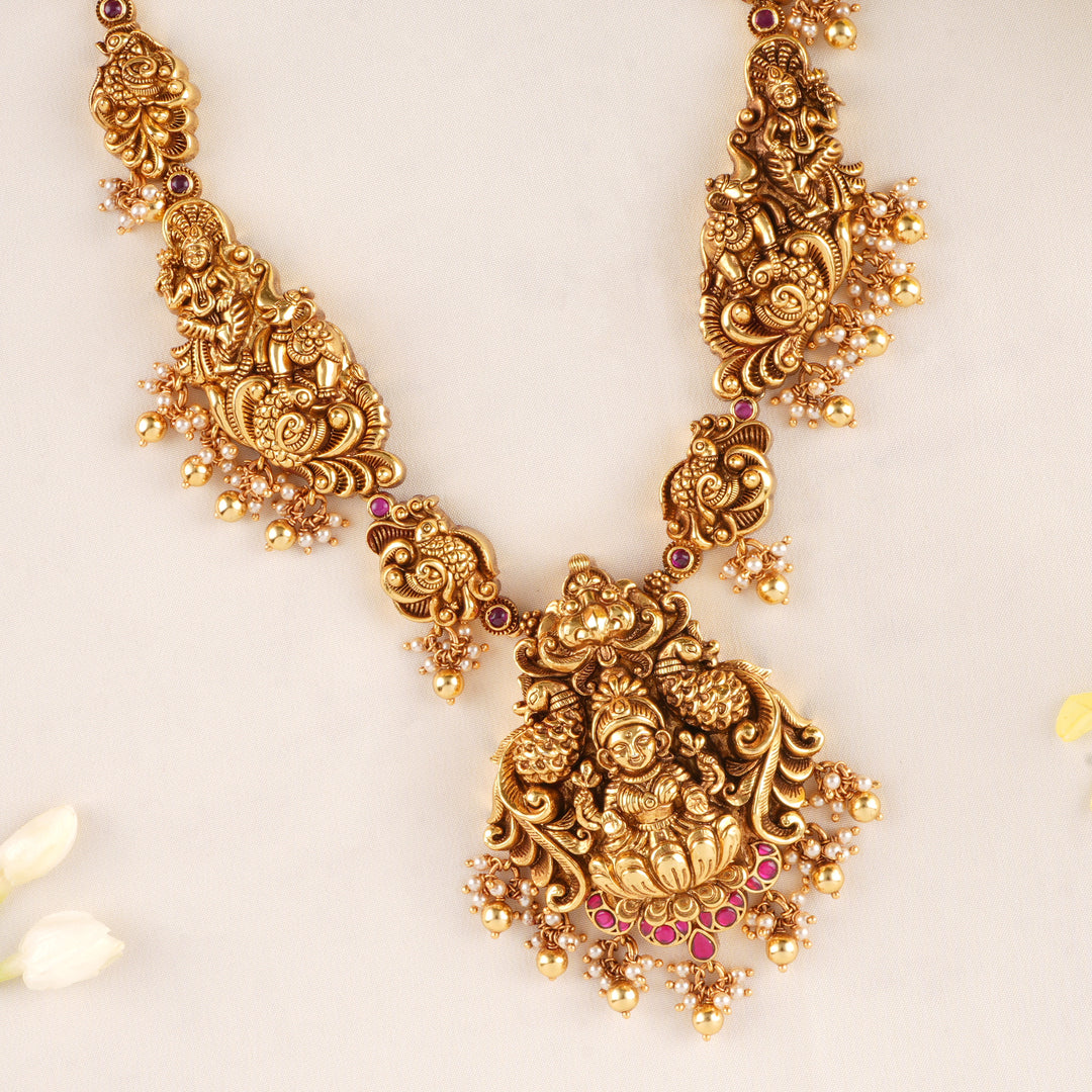 Traditional Lakshmi Peacock Temple Necklace