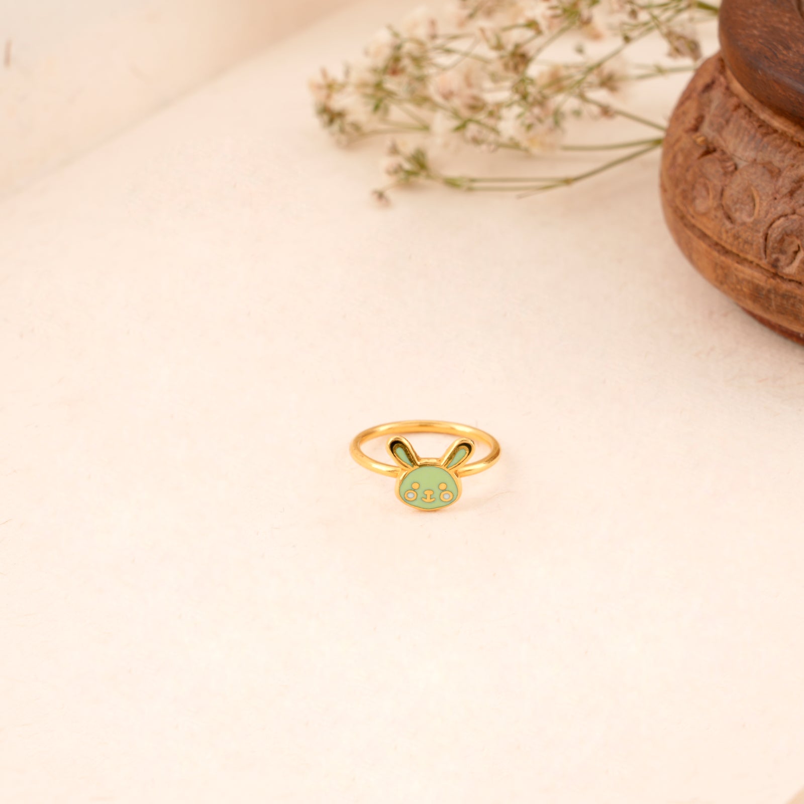 Joyful Rabbit Design Baby Gold Ring