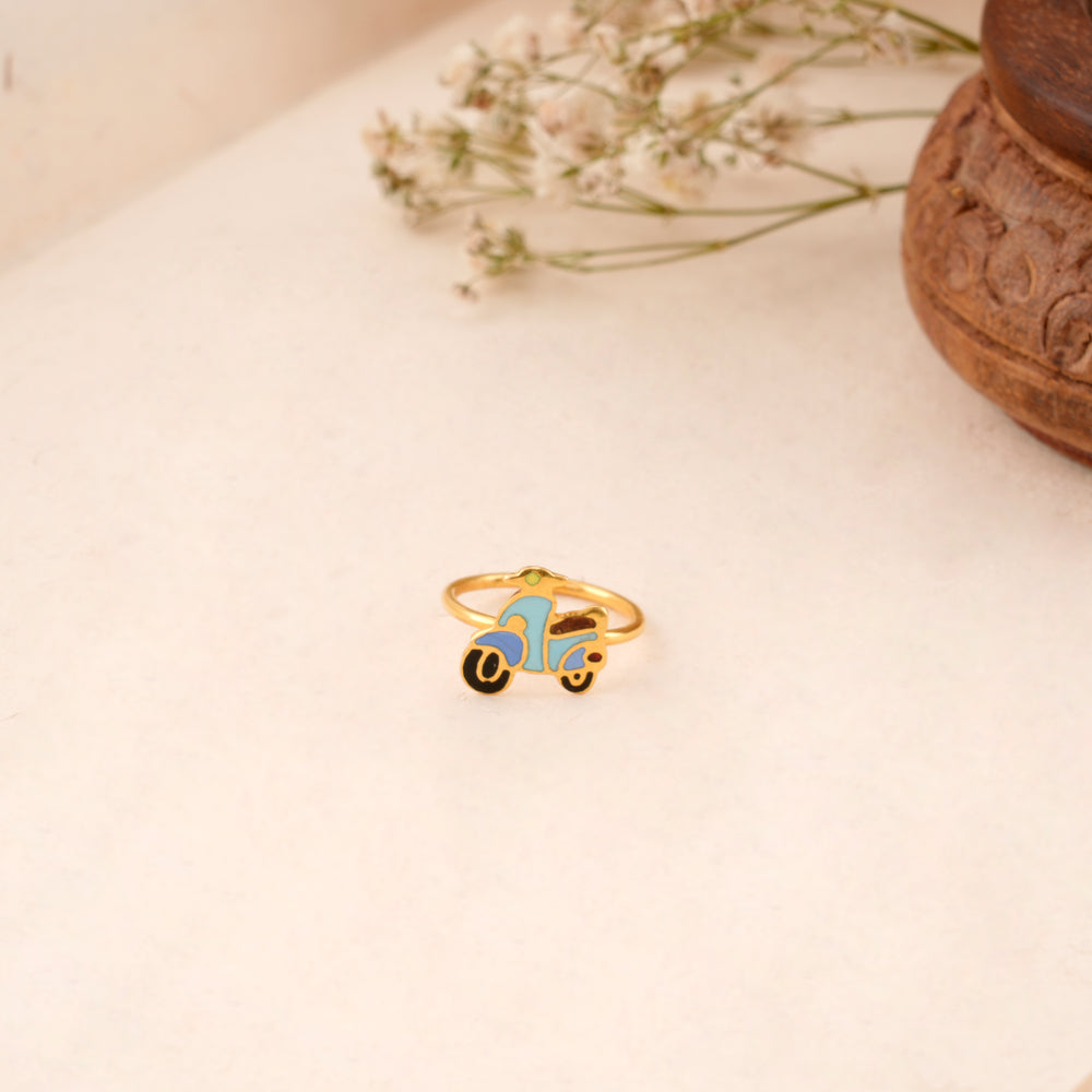 Fancy Scooty Shape Kids Gold Ring