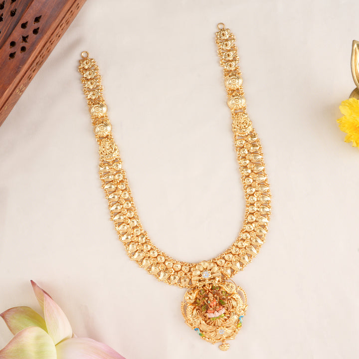 Bridal Lakshmi Devi Silver Gold Plated Haram