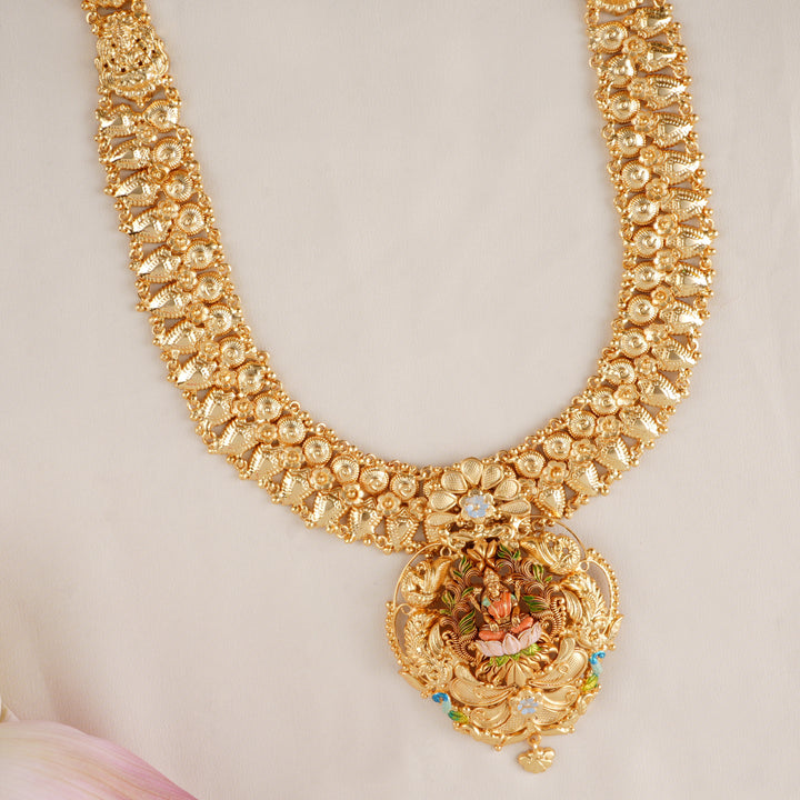 Bridal Lakshmi Devi Silver Gold Plated Haram