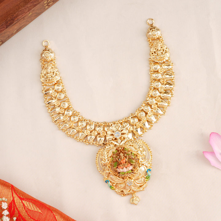 Bridal Lakshmi Devi Silver Gold Plated Necklace