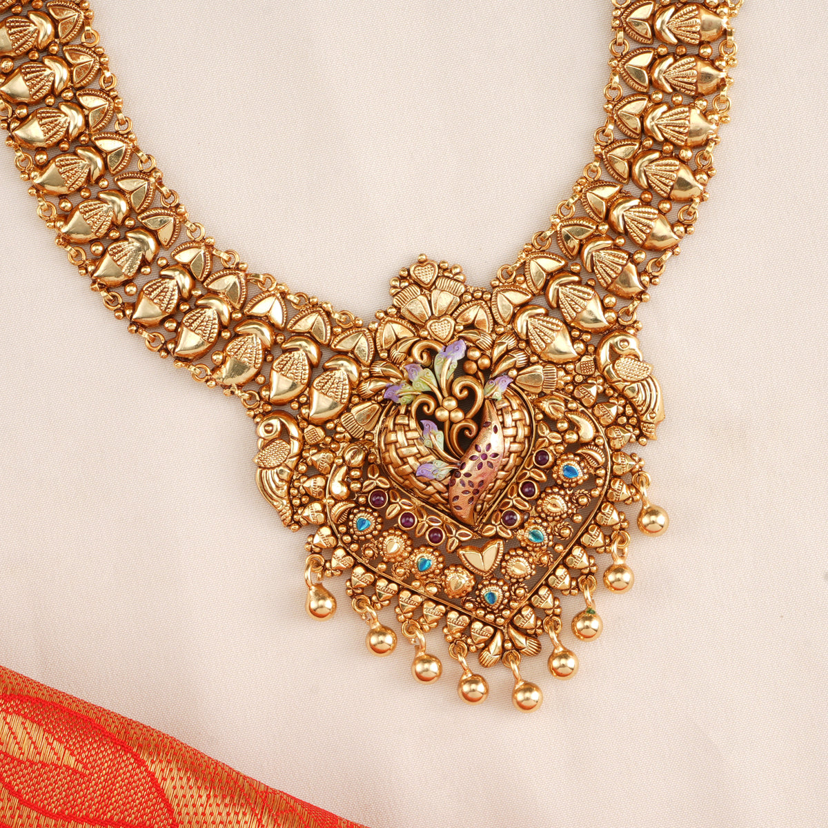 Goddess Inspired Peacock Temple Necklace