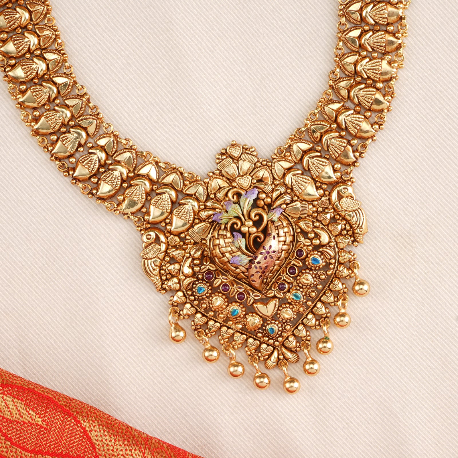 Goddess Inspired Peacock Temple Necklace