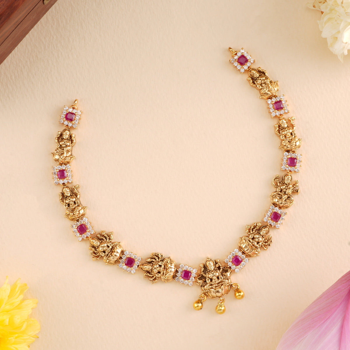 Ruby Stone with Lakshmi Nagas Necklace