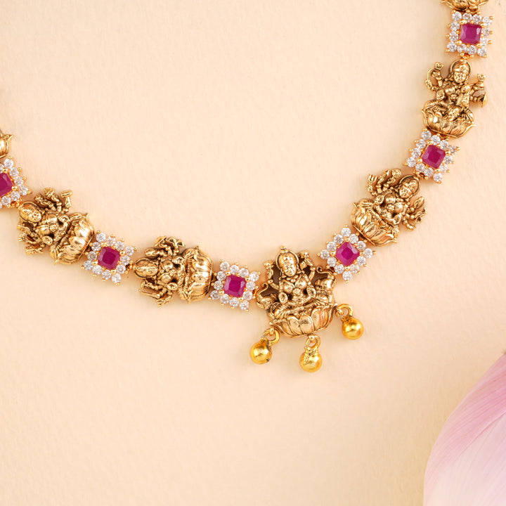 Ruby Stone with Lakshmi Nagas Necklace