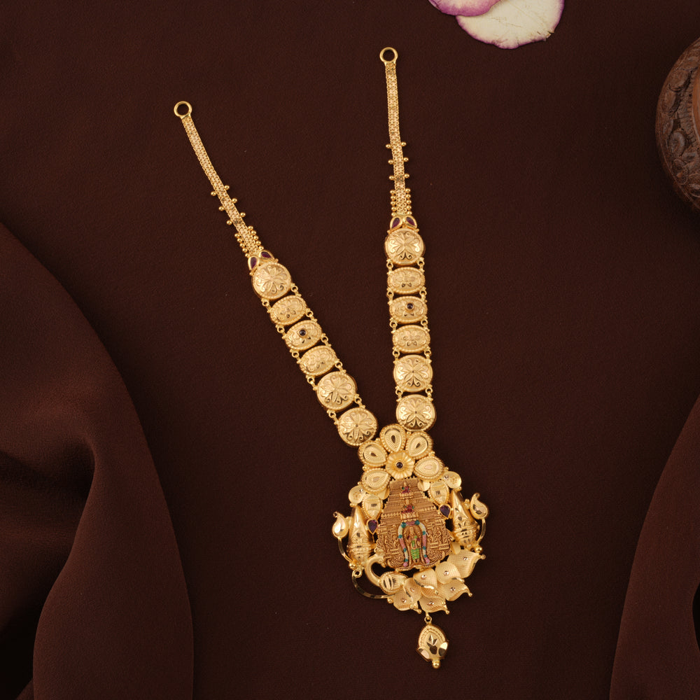 Temple Inspired Meenakshi Amman Gold Necklace
