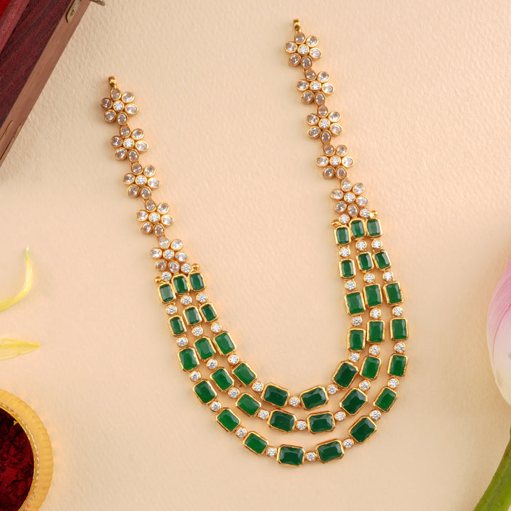 Emerald Halo Cut Layer Necklace