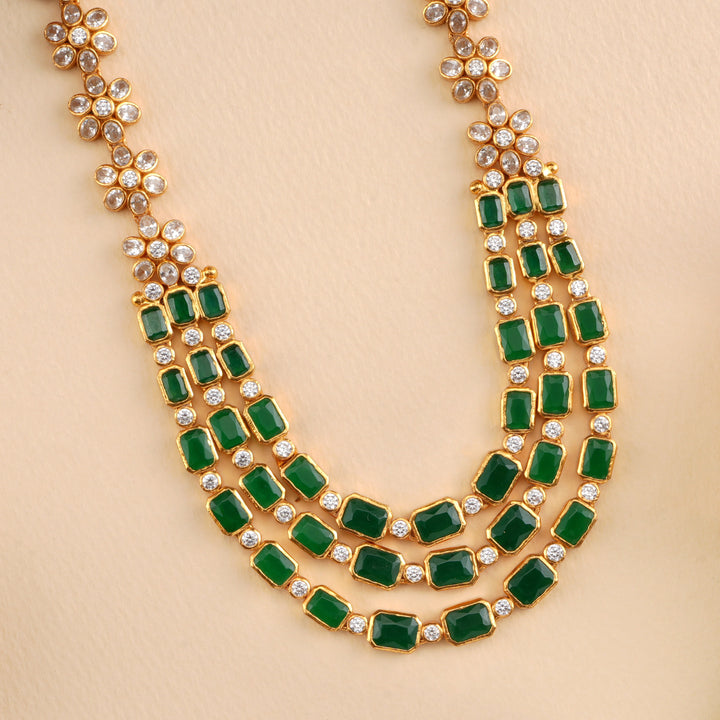 Emerald Halo Cut Layer Necklace