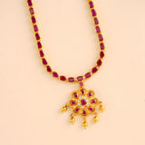 Ruby Oval Stone with Floral Drops Necklace