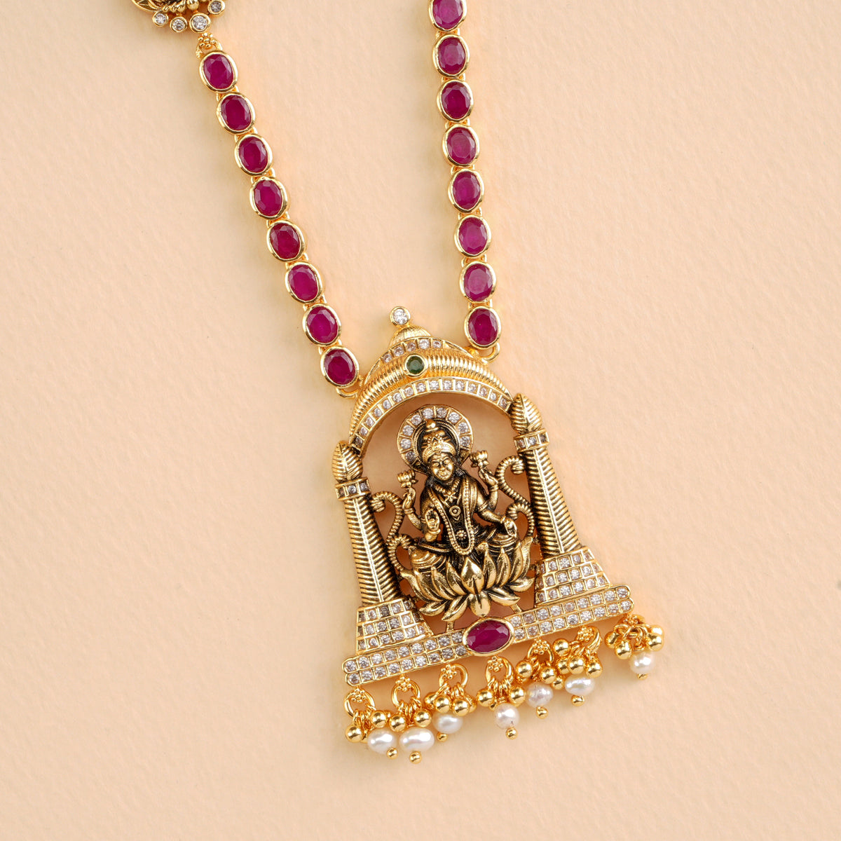 Lakshmi Divine Pearl Drop Layer Necklace