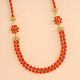 Double Coral Flower Layer Necklace