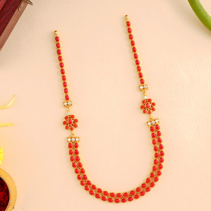 Double Coral Flower Layer Necklace