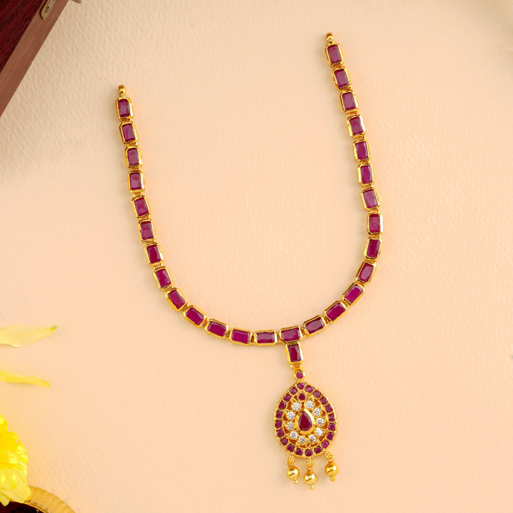 Ruby Oval Stone Layer Necklace