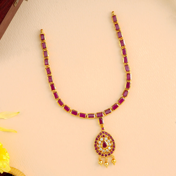 Ruby Oval Stone Layer Necklace