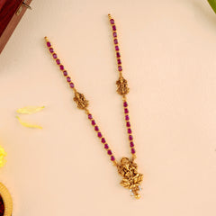 Vinayagar Pendant with Ruby Necklace