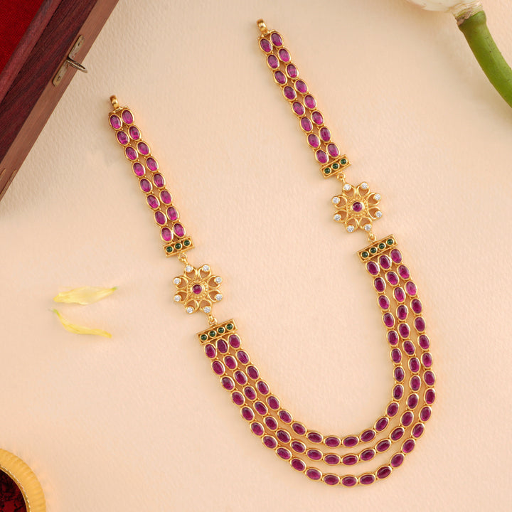 Timeless Ruby and White Stone Layer Necklace