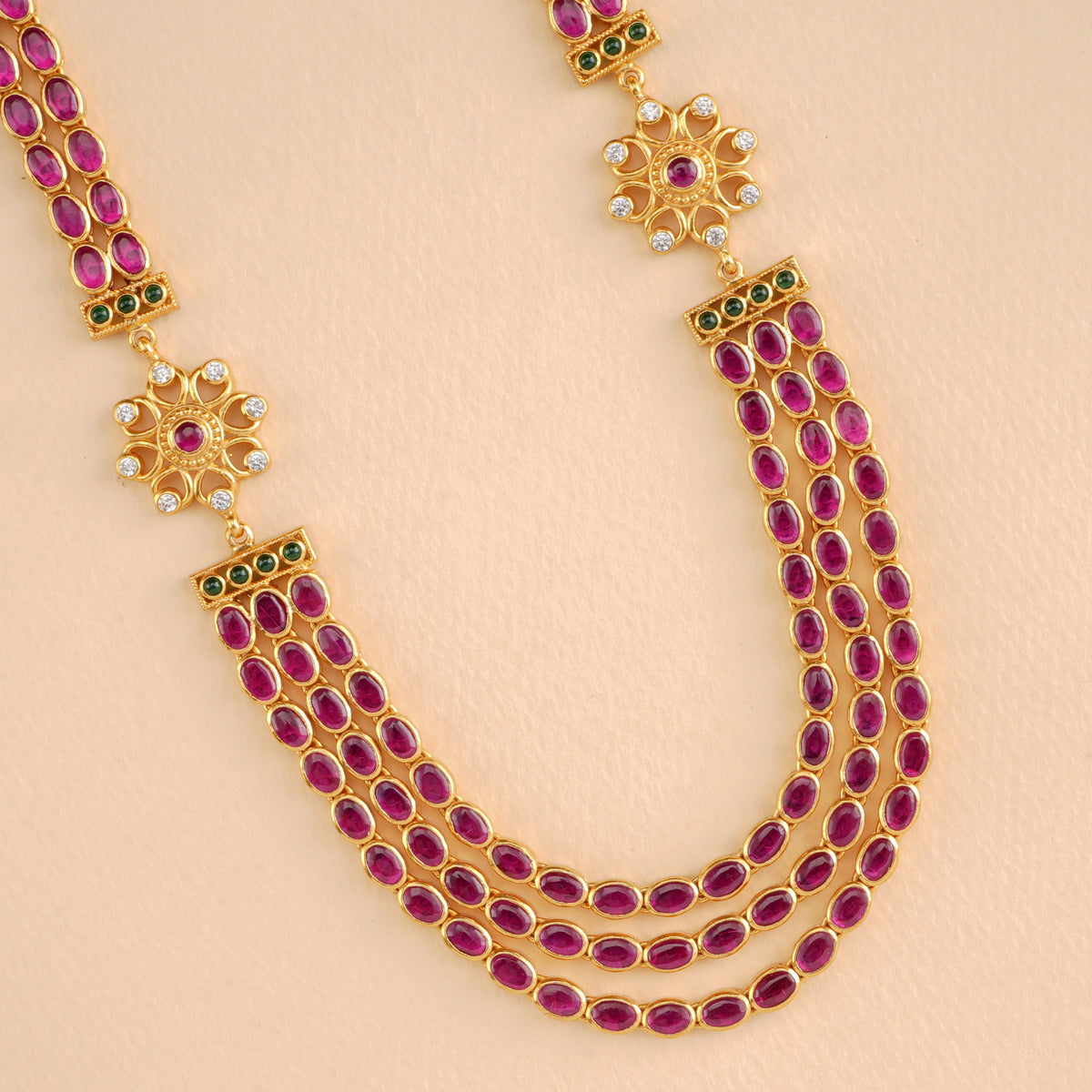 Timeless Ruby and White Stone Layer Necklace
