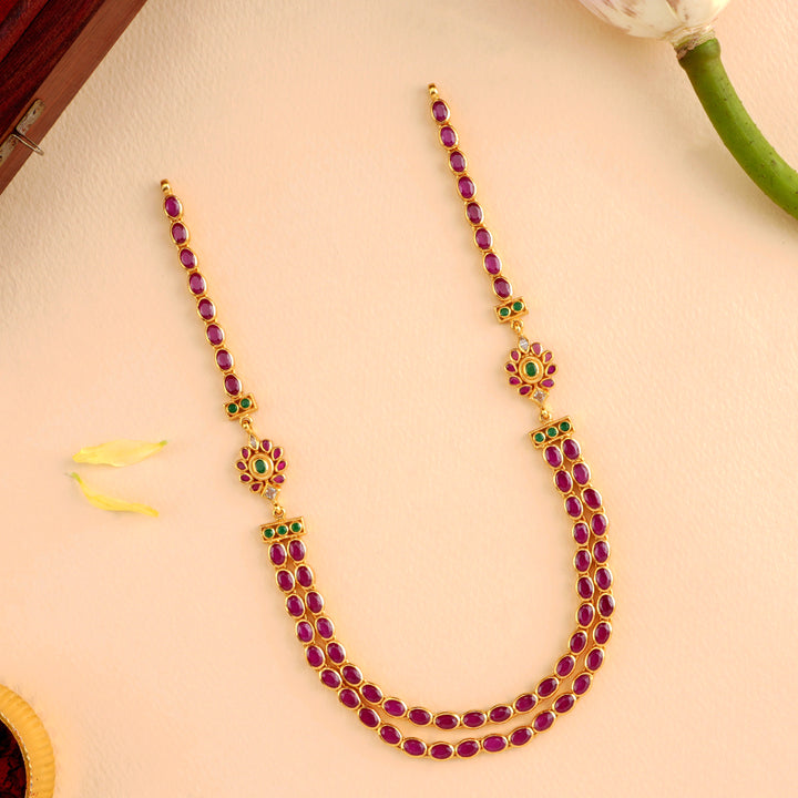 Double Layer Ruby Emerald Bridal Necklace